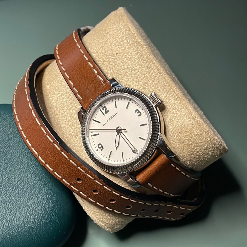 Burberry BU7848 Stainless Steel Watch w/ leather wraparound strap